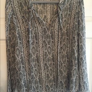 THEORY TIE FRONT SILK BLOUSE SIZE M